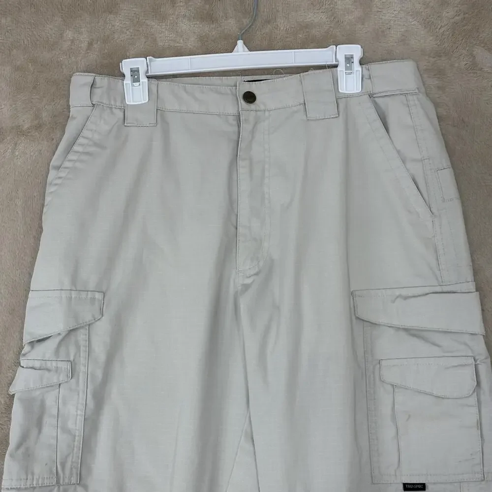 TRU-SPEC Pants Mens 34x30 Beige Cargo Ripstop Tactical Workwear Utility